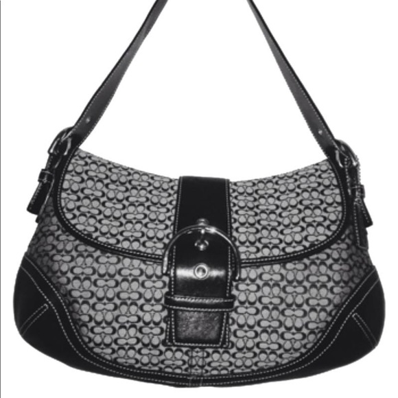 COACH Signature Black/Grey Leather Soho purse - Picture 7 of 8